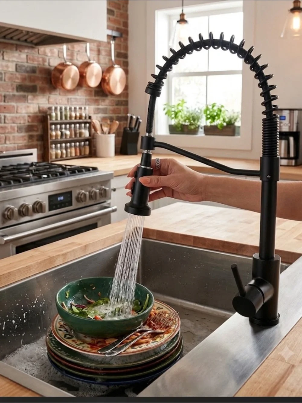Project Source Flynt Kitchen Faucet black  Commercial New Never Used No Box